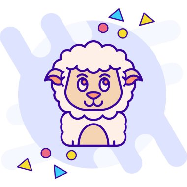 Şirin bir koyun simgesinin vektör çizimi