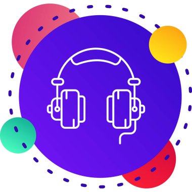 Siyah çizgi kulaklık simgesi beyaz arkaplanda izole edilmiş. Kulaklıklar. Müzik, hizmet, iletişim ve operatör konsepti. soyut afiş şekilleri.