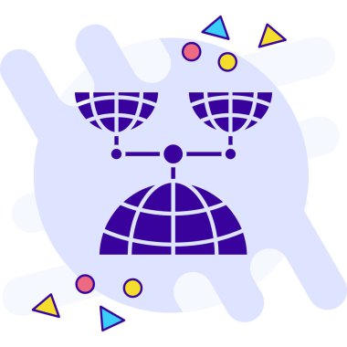 Dünya gezegeninin ve güneş sistemi ikonunun beyaz arka planda izole edilmiş renkleri. küresel çevre kavramı. Küresel teknoloji kavramı. Renkli taslak çizimler. vektör