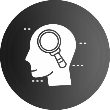 Beyaz arka planda izole edilmiş büyüteç ikonu olan insan kafası. İnsan beyni. İnsan kafası. düz vektör tasarımı.