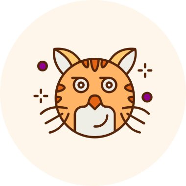 Gözleri olan sevimli kedi, basit vektör çizimi