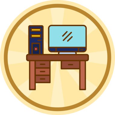 ofis masa simgesi vektör illüstrasyonu