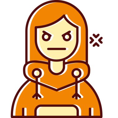 Kabak ikonlu dişi avatar, çizgi biçimi, vektör tasarımı