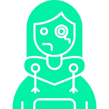 Kalp ikonu olan bir kız. Basit resimleme