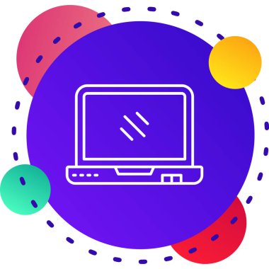 beyaz arkaplanda dizüstü bilgisayar simgesi izole edildi. Elektronik cihaz işareti. Renkli taslak konsepti. vektör.