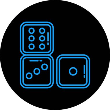 Dices Neon siyah çizgisi, basit vektör illüstrasyonu