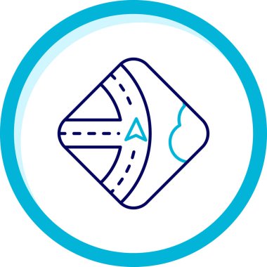 Beyaz arkaplanda izole edilmiş mavi çizgi işaret simgesi. Haritanın sembolü. Harita bilgi işareti. vektör illüstrasyonu