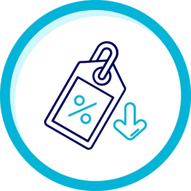 Fiyat etiketi İki renk dairesi mavi, basit vektör illüstrasyonu