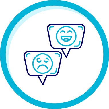 Emojiler İki renk dairesi mavi, basit vektör illüstrasyonu