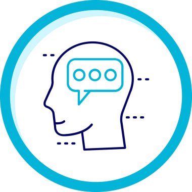 Sohbet İki renk dairesi mavi, basit vektör illüstrasyonu