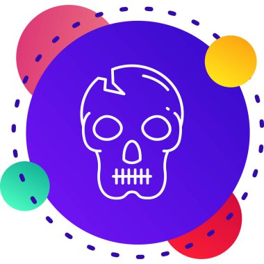 Beyaz arka planda izole edilmiş ölü ikonun çizgi kafatası ve kemikleri. Cadılar bayramı partin kutlu olsun. Renkli taslak konsepti. vektör