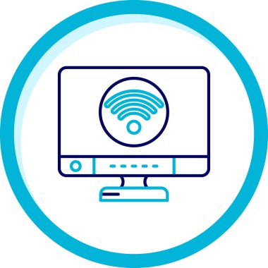 Wifi İki renk dairesi mavi, basit vektör illüstrasyonu
