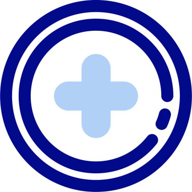 Tıbbi ikon vektör çizimi. Bu düz bir kobalt rengi ve beyaz arkaplanda yuvarlak açılar.