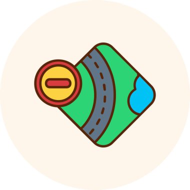 Düz bir yol simgesinin vektör çizimi. Yol işareti.