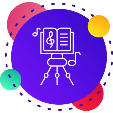 beyaz arkaplanda izole edilmiş müzik aleti simgesine sahip renkli nota kağıdı. Rastgele şekiller çiz. vektör illüstrasyonu