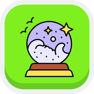 Ay, yıldızlar ve gezegen, uzay simgesi