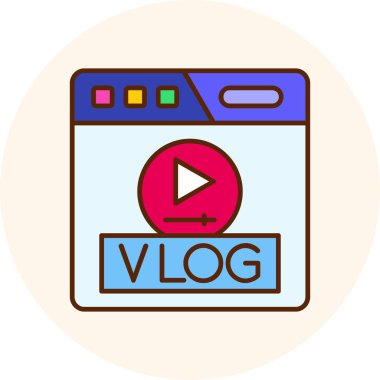 blog video oynatıcı. Vektör çizimi. Web simgesi.