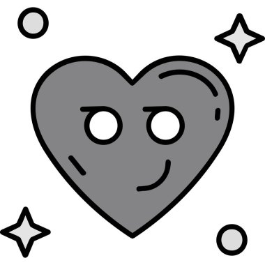 Mutlu aşk kalp ikonu ana hatlarıyla