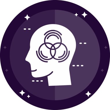 Çemberli ve beyinli bir insan kafasının vektör çizimi