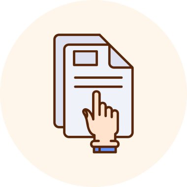 Bir belge vektör illüstrasyonuyla el