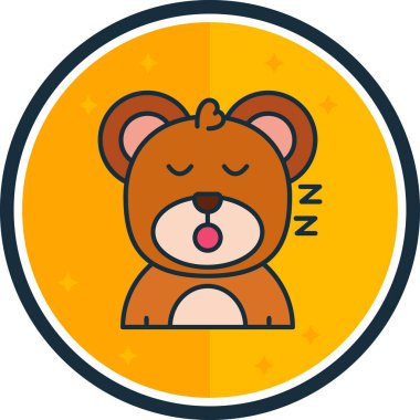 Uyuyan ayı. Basit düz tasarım çizimi