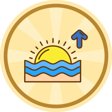 Güneş ve güneşli bir plajın vektör çizimi