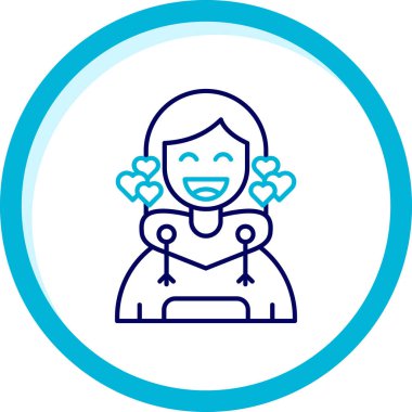 Kışlık şapkalı ve süveter çizgisi stili vektör tasarımlı kız