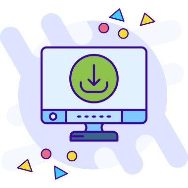 Bilgisayar ekranı simgesi ile doldurulmuş - ana hatlar biçimi