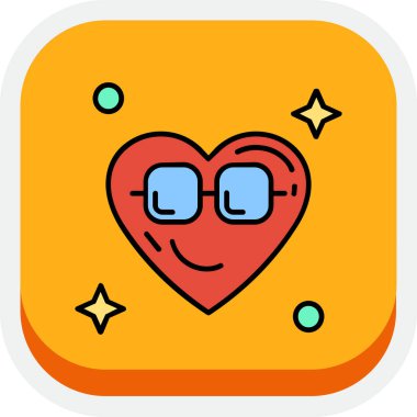 gözlük simgesi vektör illüstrasyonlu kalp, vektör