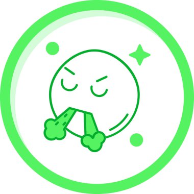 yeşil çizgi şirin kawaii karakteri