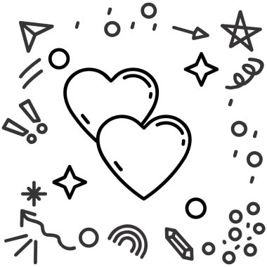 kalp simgesi, satır biçimi, vektör illüstrasyonu