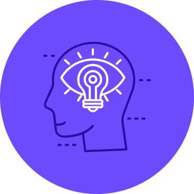 Beyaz arka planda izole edilmiş ampul simgesi olan insan kafası ana hatlarıyla dolu. vektör illüstrasyonu