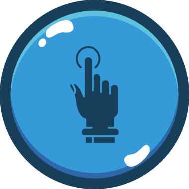 Mavi yuvarlak bir ikon ve daire şeklinde bir el.