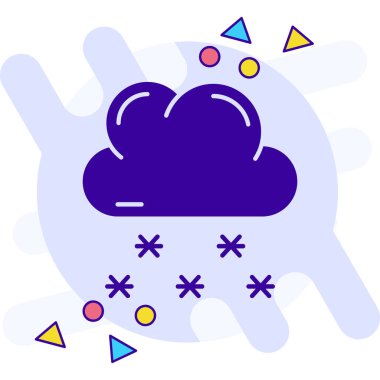 Beyaz arkaplanda izole edilmiş kar ikonu olan siyah bulut. Kar taneli bulut. Tek hava ikonu. Kar tabelası. Soyut dinamik şekiller. vektör illüstrasyonu