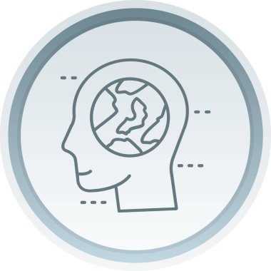 Toprak küresi simgesine sahip insan kafası, düz stil