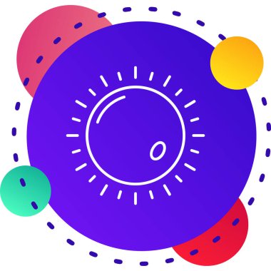 Beyaz arkaplanda izole edilmiş renkli güneş sistemi simgesi. Gezegenler yıldızın etrafında dönerler. Kademeli rastgele dinamik şekiller. Vektör.