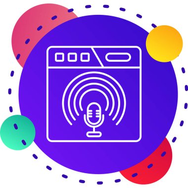 çizgi radyo oynatıcı simgesi beyaz arkaplanda izole edildi. Müzik çalar işareti. Renkli taslak konsepti. vektör