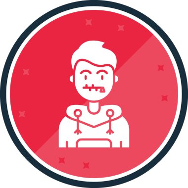 Vektör illüstrasyonu, kırmızı ve yuvarlak çizgi film simgesi uzun çizgili