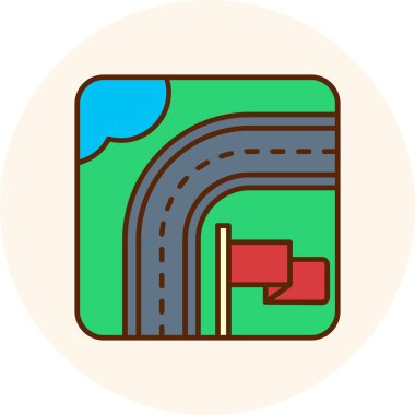 Trafik işaretli harita ve yol vektör illüstrasyon tasarımı