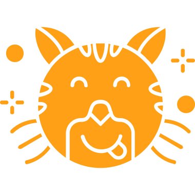 Çizgi biçiminde mutlu kedi yüzü simgesi