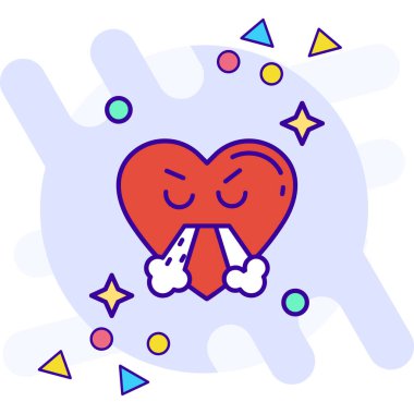 Kalbi olan bir kalp. Çizgi film tarzında vektör illüstrasyonu.