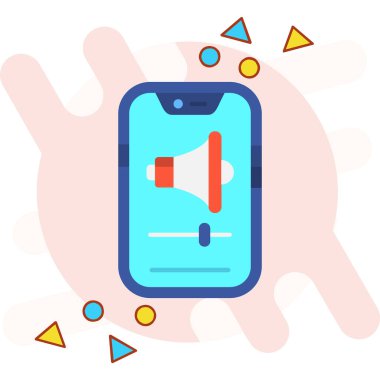 megafonlu akıllı telefon ve hoparlör vektör illüstrasyon tasarımı