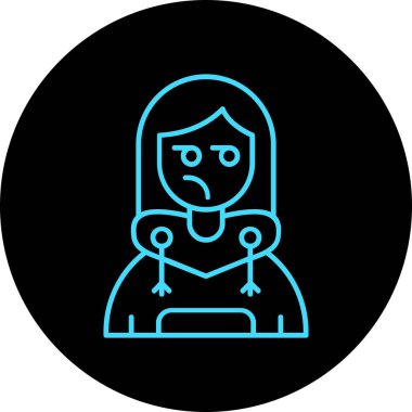 Moda tarzında izole edilmiş üzgün kadın simgesi