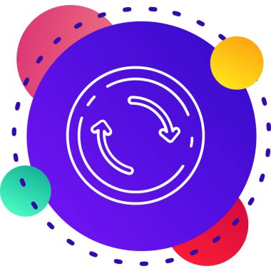 Renk çizgisi gezegeni Dünya ve Ay ikonu beyaz arka planda izole edilmiş. Rastgele dinamik şekilleri daire içine al. vektör.