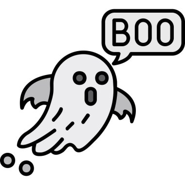 vektör, beyaz zemin üzerine konuşma balonu ile karikatür hayalet