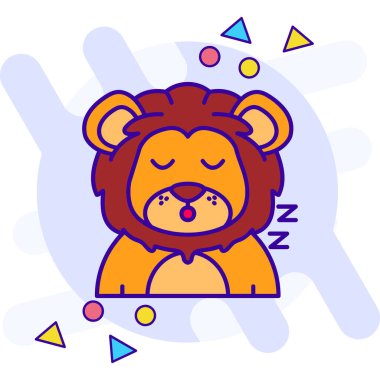 Tatlı aslan uyuyor. vektör illüstrasyonu.