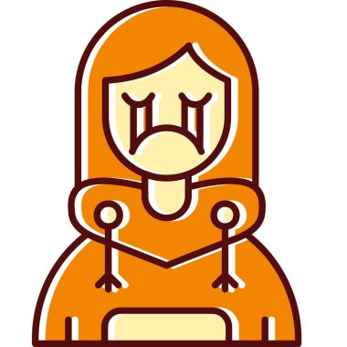 Kapüşonlu şirin bir kızın karikatür çizimi..