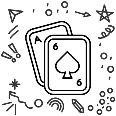 Gazino poker kartı simgesi ana hatları biçiminde