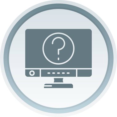 Soru işareti simgesi olan dizüstü bilgisayar. Beyaz arkaplanda izole edilmiş bir soru vektör vektörünün basit gösterimi