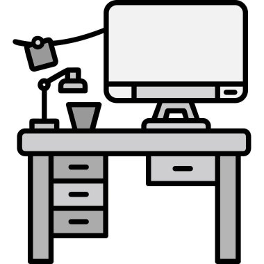 Masaüstü ve masaüstü bilgisayarlı ofis masası